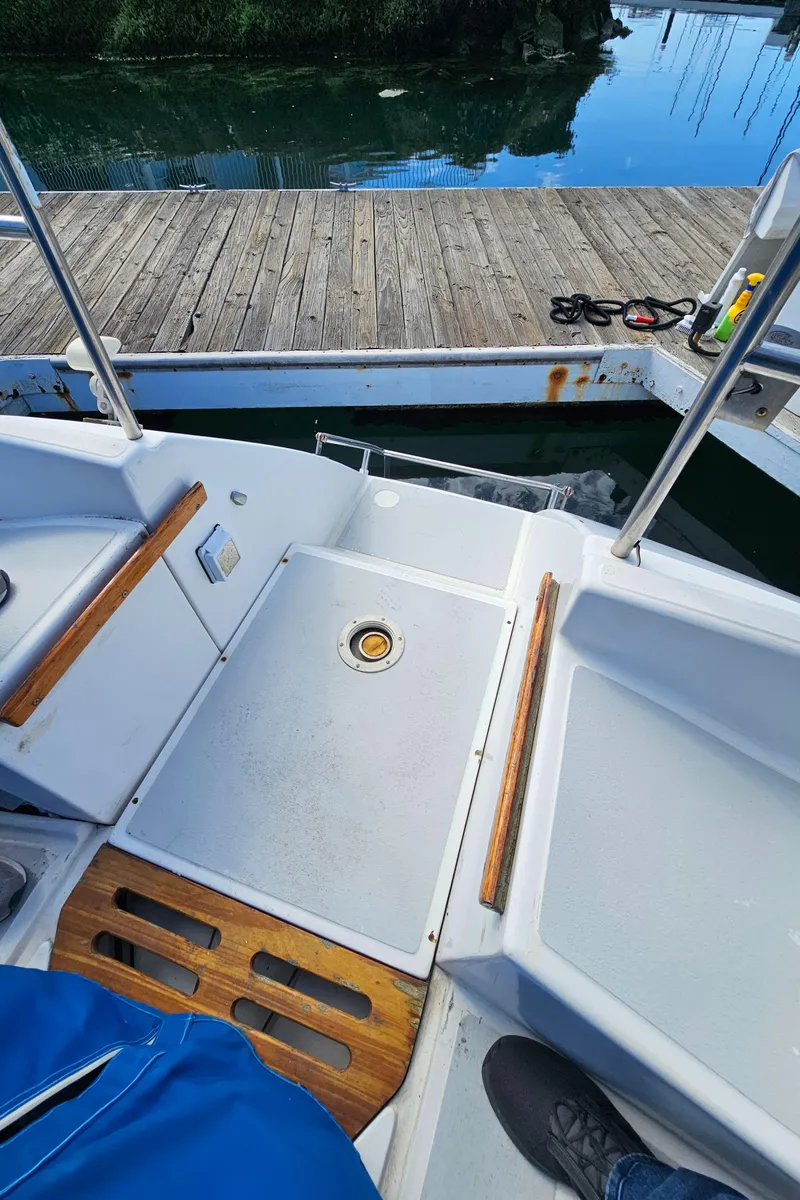 Slide: The Image of Cockpit of a 1988 Hunter Legend 35 sailboat at dock. - 20