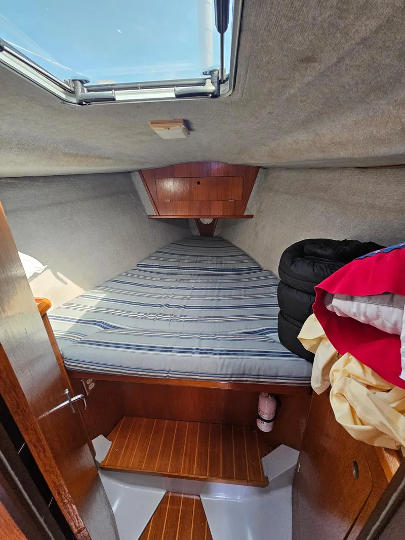 Slide: The Image of Interior cabin of 1988 Hunter Legend 35 sailboat. - 35