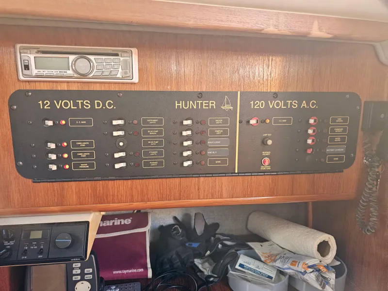 Slide: The Image of Control panel of a 1988 Hunter Legend 35 yacht. - 36