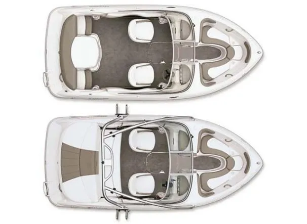 Slide: The Image of 2008 Four Winns H180 boat interior layout, top view, showcasing seating and design features. - 15