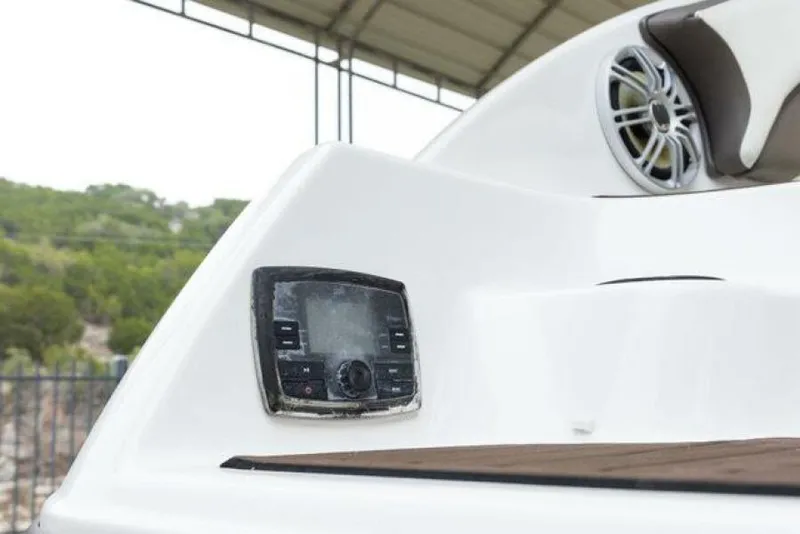 Slide: The Image of 2016 Yamaha Boats 242 Limited S E-Series dashboard and speaker detail. - 12