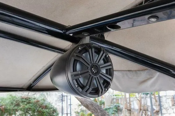 Slide: The Image of Speaker mounted on a 2016 Yamaha Boats 242 Limited S E-Series canopy. - 35