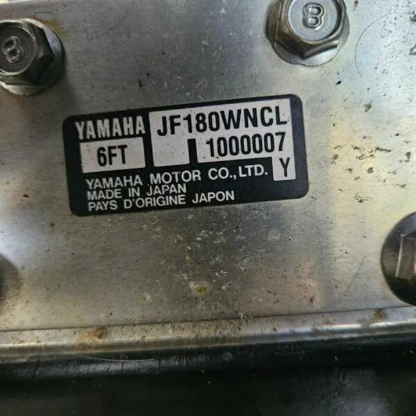 Slide: The Image of Label on Yamaha motor, model JF180WNCL, made in Japan, 2016 Yamaha Boats. - 40