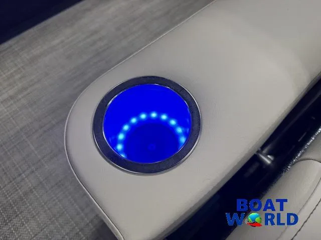 Slide: The Image of LED-lit cup holder on 2025 Bentley Pontoons Legacy 223 Swingback Tritoon. - 26