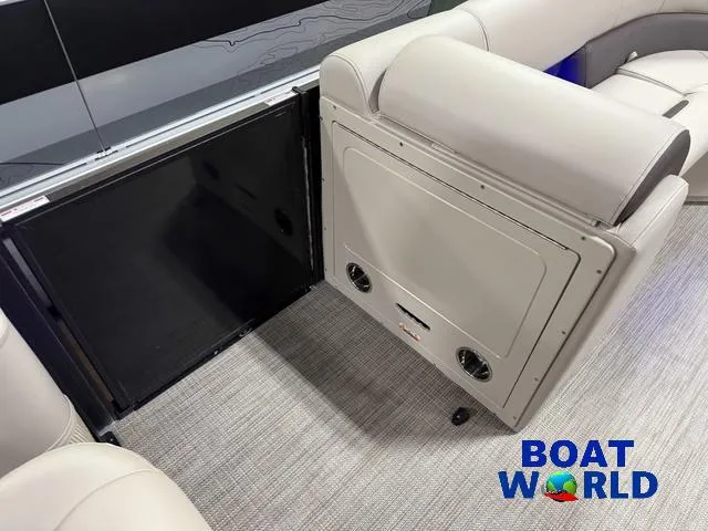 Slide: The Image of 2025 Bentley Pontoons Legacy 223 interior with swingback seating and modern design. - 29