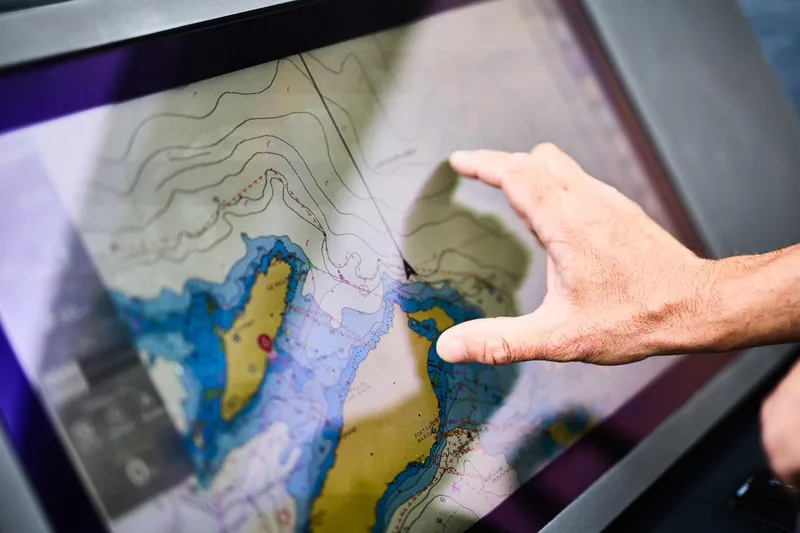 Slide: The Image of Touchscreen navigation on Skamander Sorrento 2025, displaying detailed nautical map interface. - 29
