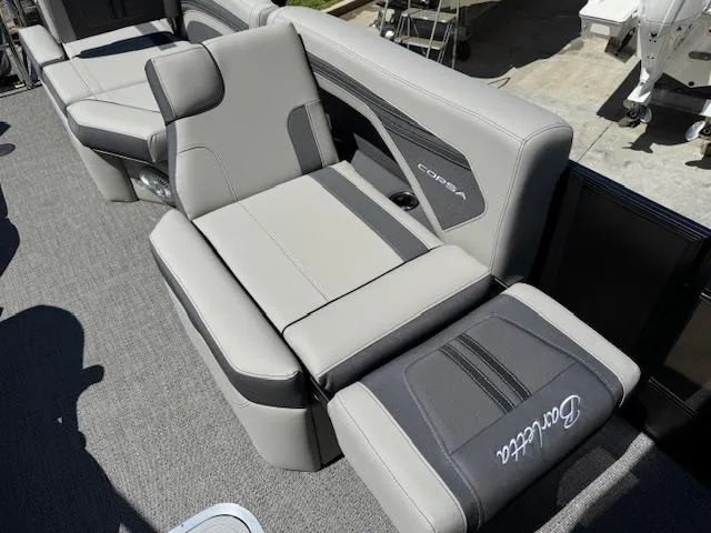 Slide: The Image of Luxurious seating on 2025 Barletta CORSA 25MA pontoon boat, featuring sleek design and comfort. - 15