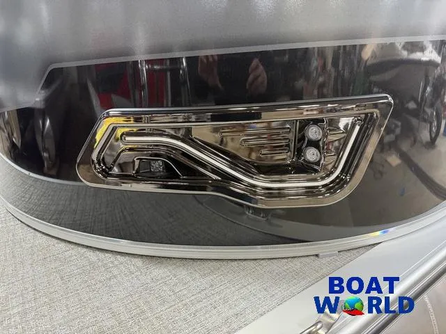 Slide: The Image of 2025 Tahoe Sport 2385 Rear Fish boat detail with sleek design and modern lighting. - 28