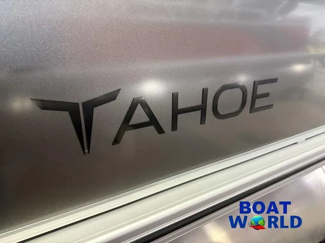 Slide: The Image of 2025 Tahoe Sport 2385 Rear Fish boat logo with Boat World branding. - 32