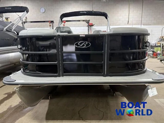Slide: The Image of 2025 Bentley Pontoons Legacy 220 Swingback with Honda 4-Stroke EFI in showroom. - 33