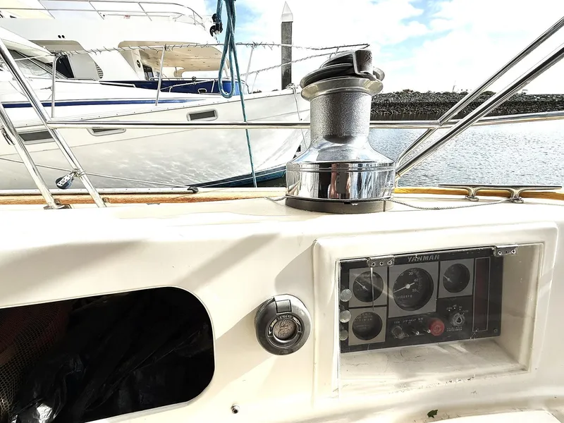 Slide: The Image of Cabo Rico Pearl Edition Anniversary Special 2000 yacht cockpit with winch and control panel. - 10