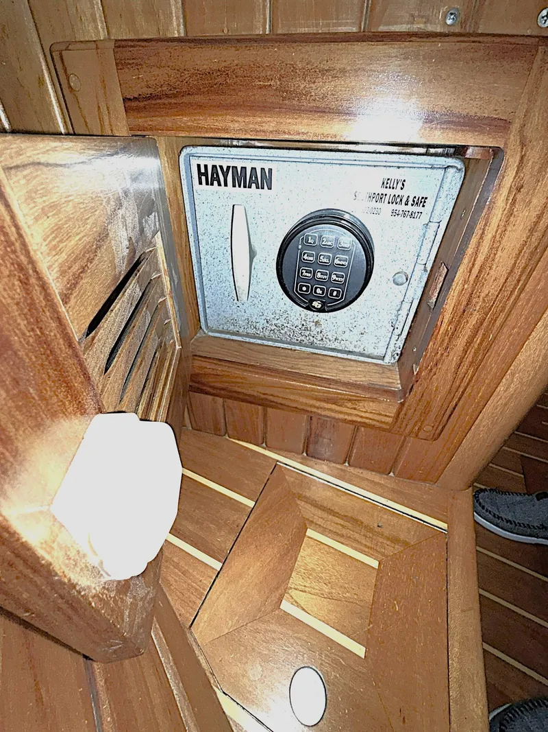 Slide: The Image of Secure safe inside Cabo Rico Pearl Edition Anniversary Special yacht, 2000 model, with wooden interior. - 28