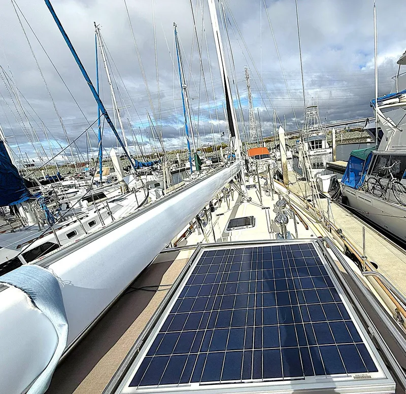 Slide: The Image of Sailboat deck with solar panel, Cabo Rico Pearl Edition Anniversary Special, 2000 model. - 38