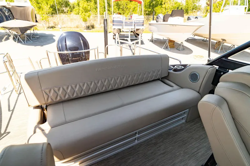 Slide: The Image of 2022 Bennington LX 24 Swingback boat interior with luxurious seating and modern design. - 43