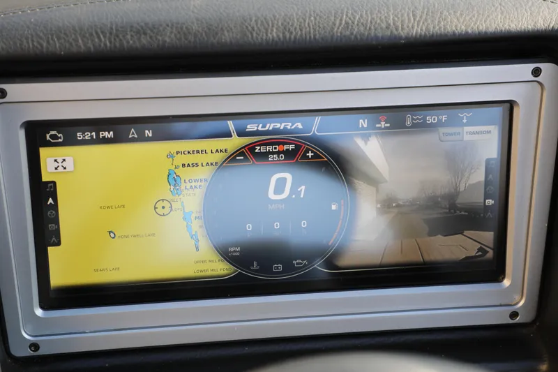 Slide: The Image of 2023 Supra SL dashboard display showing navigation and speedometer. - 25