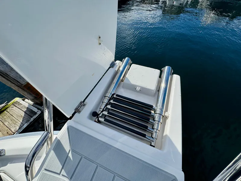 Slide: The Image of 2018 Cutwater C-30 CB boat ladder by the water. - 27