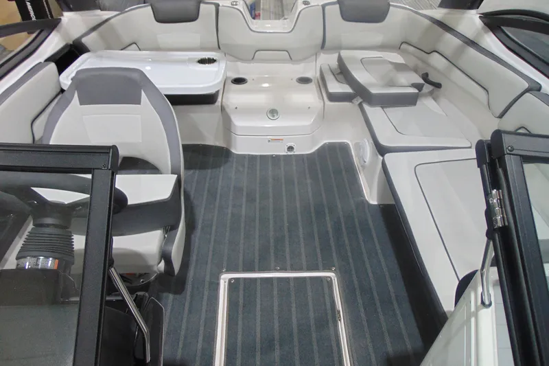 Slide: The Image of 2025 Yamaha Boats AR190 interior with sleek seating and modern design. - 24