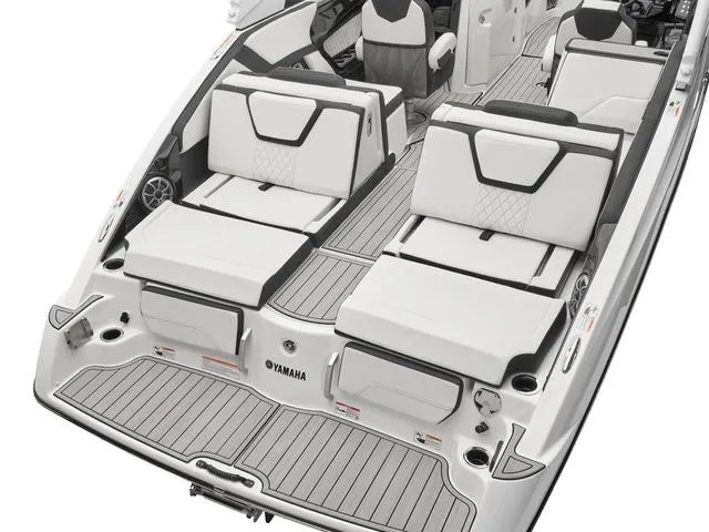 Slide: The Image of 2025 Yamaha Boats 252S interior with sleek seating and modern design. - 4