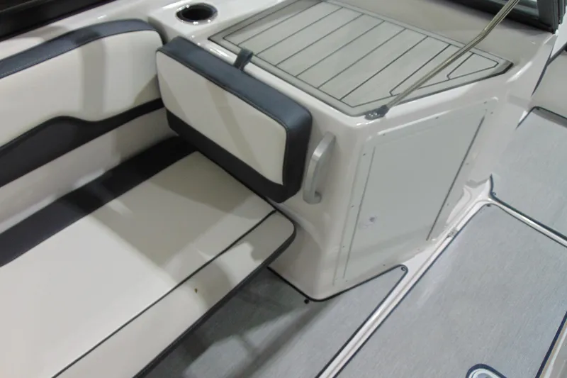 Slide: The Image of 2025 Yamaha Boats AR195 interior seating and deck detail. - 13