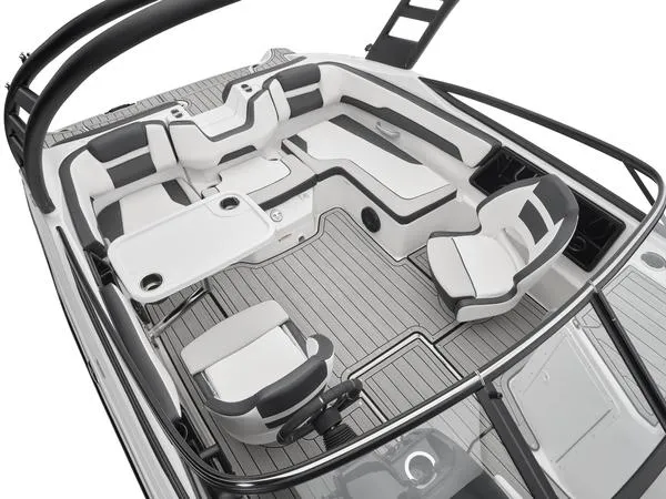Slide: The Image of 2025 Yamaha Boats SX195 interior with sleek seating and modern design. - 5