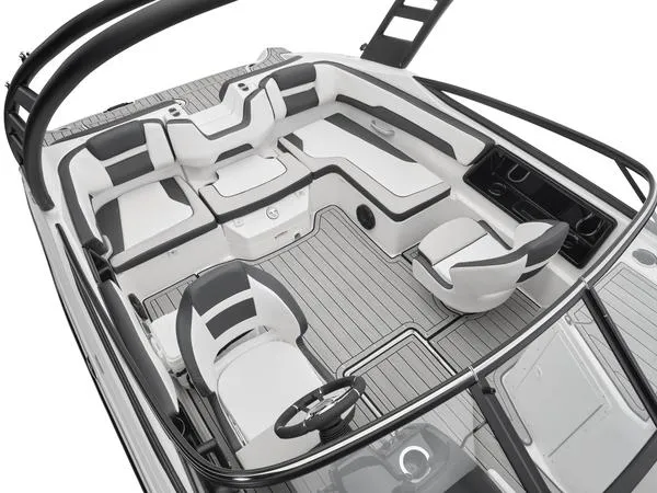 Slide: The Image of 2025 Yamaha Boats SX195 interior, featuring sleek seating and modern design elements. - 6