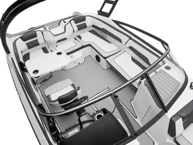 Slide: The Image of 2025 Yamaha Boats AR195 interior, featuring sleek seating and modern design elements. - 10