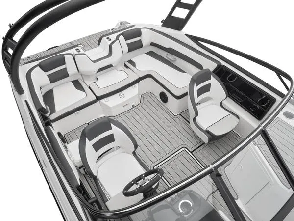 Slide: The Image of 2025 Yamaha Boats SX195 interior with sleek seating and modern design. - 9