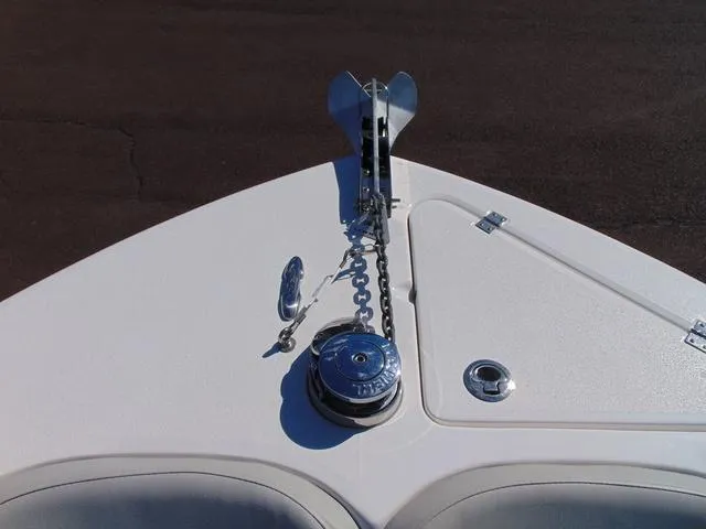 Slide: The Image of Bow of 2022 Sea Fox 249 Avenger with anchor and chain mechanism. - 18