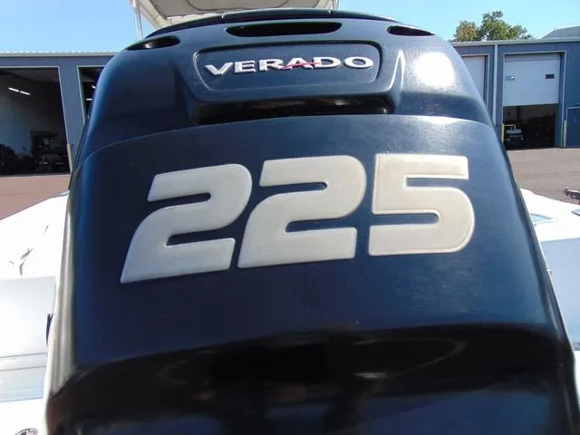 Slide: The Image of Close-up of Verado 225 outboard motor on 2011 Sea Chaser 2100 Walk-Around boat. - 7