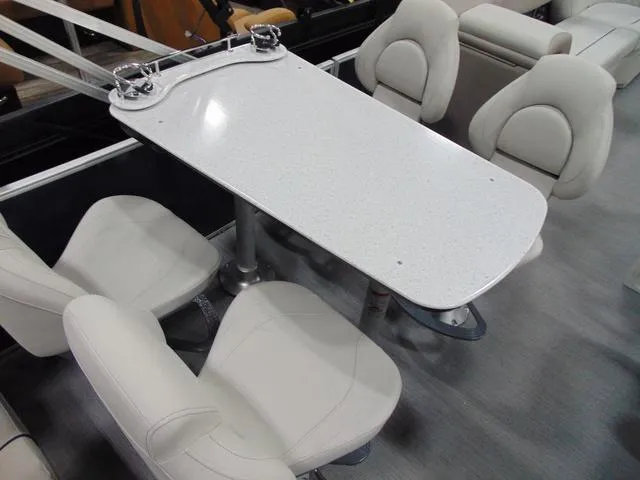 Slide: The Image of Cockpit of 2025 Godfrey Pontoons Sweetwater 2286 MT with modern steering and controls. - 9