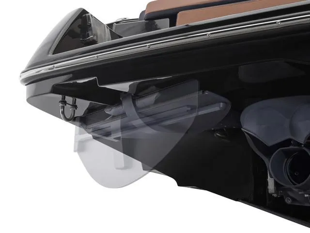 Slide: The Image of 2025 Yamaha Boats 255XD, sleek black hull detail, showcasing modern design and craftsmanship. - 10