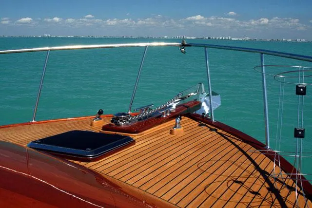 Slide: The Image of 2009 Hugh Saint 65 Commuter yacht deck with ocean view and clear sky. - 9