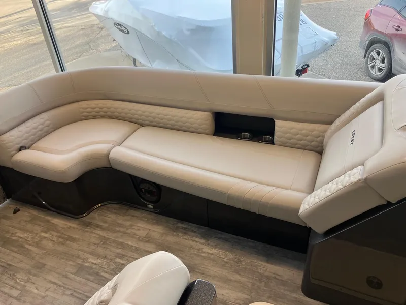 Slide: The Image of Luxurious seating in 2025 Crest Continental 250 SLS boat interior. - 10