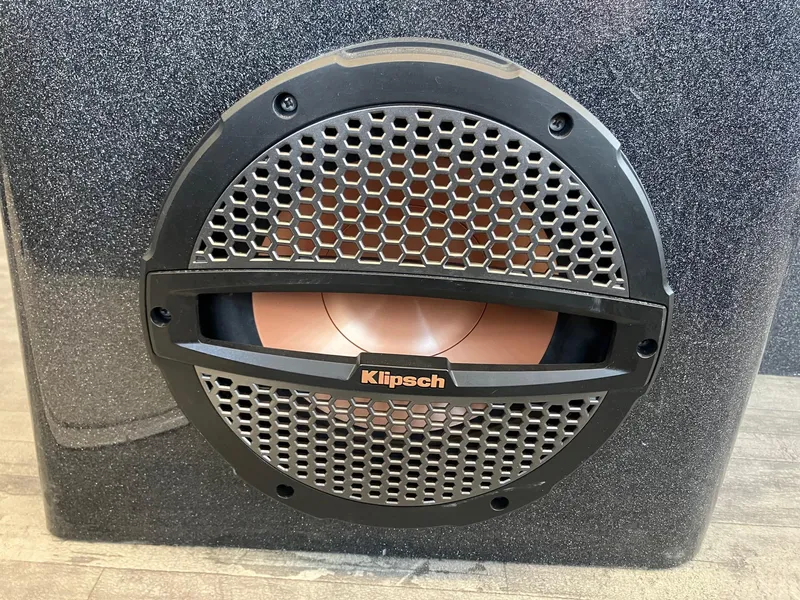 Slide: The Image of Klipsch speaker on Crest Continental 250 SLS, 2025 model, with metallic grille design. - 15