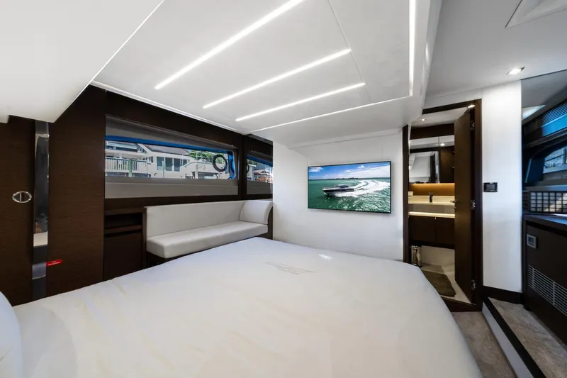 Slide: The Image of Luxurious interior of a 2020 Prestige 520 Fly yacht with modern design and amenities. - 21