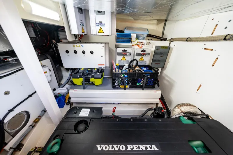 Slide: The Image of Engine room of 2020 Prestige 520 Fly yacht with Volvo Penta engine and electrical systems. - 33