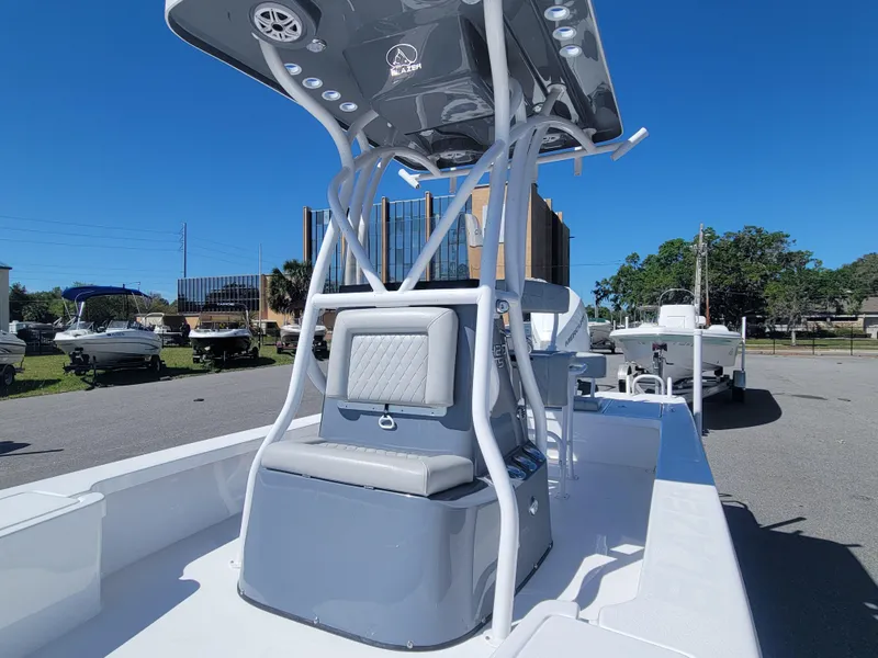 Slide: The Image of 2025 Blazer Bay 2420 GTS Deluxe boat with sleek design and modern features. - 8