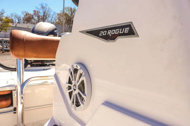 Slide: The Image of 2025 Avid 20 ROGUE CC boat detail with speaker and logo. - 15