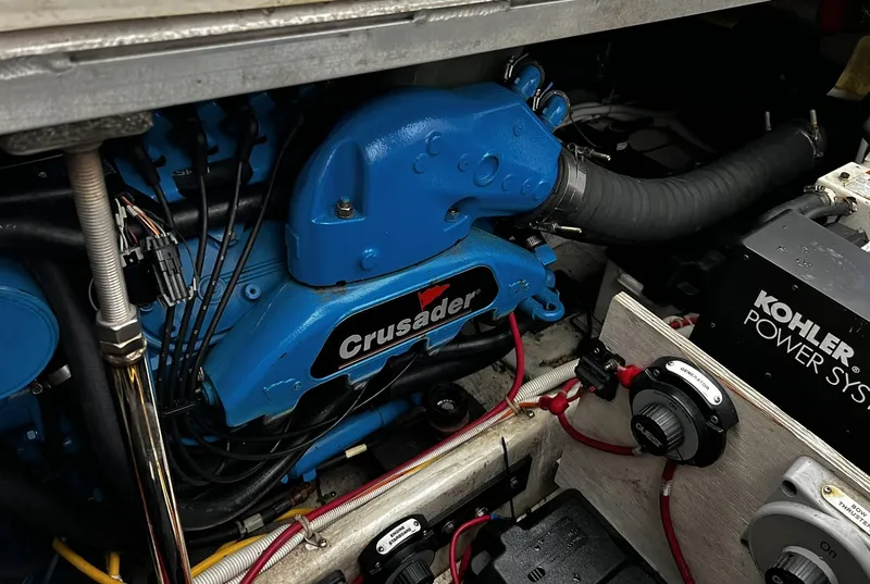 Slide: The Image of Engine compartment of a 2008 Carver 36 Mariner with Crusader engine and Kohler power system. - 7