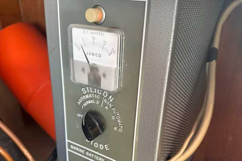 Slide: The Image of Marine battery charger with dial and ammeter on a 1988 Catalina 30 boat. - 29