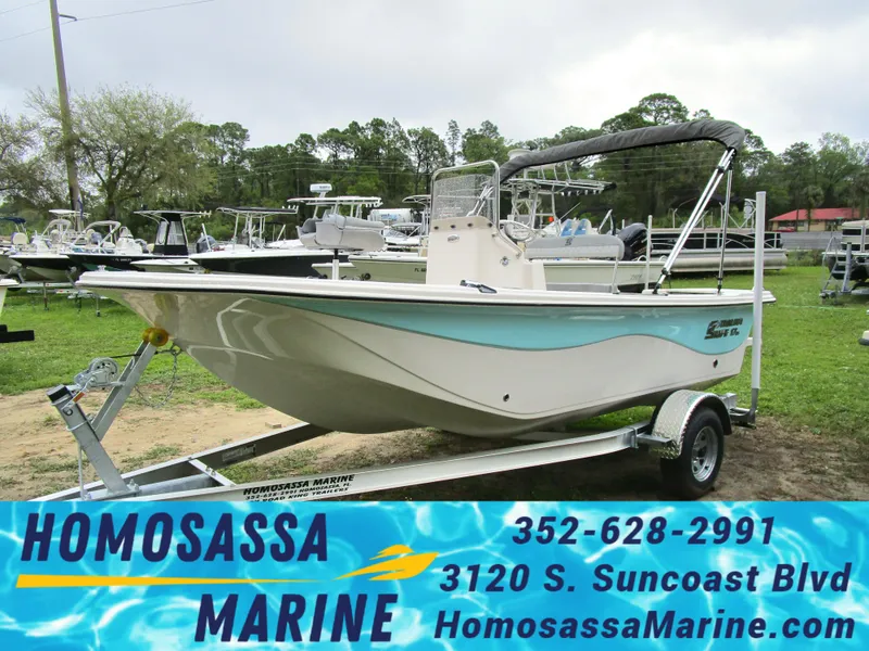 Slide: The Image of 2025 Carolina Skiff LS Series 17LS boat on trailer at Homosassa Marine dealership. - 1