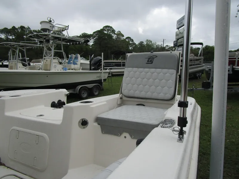 Slide: The Image of 2025 Carolina Skiff LS Series 17LS boat interior with seating and equipment. - 11