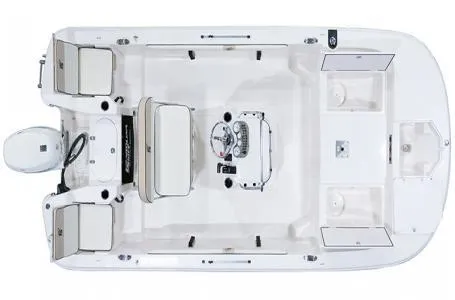 Slide: The Image of 2025 Carolina Skiff LS Series 17LS boat, top view, showcasing seating and console layout. - 8
