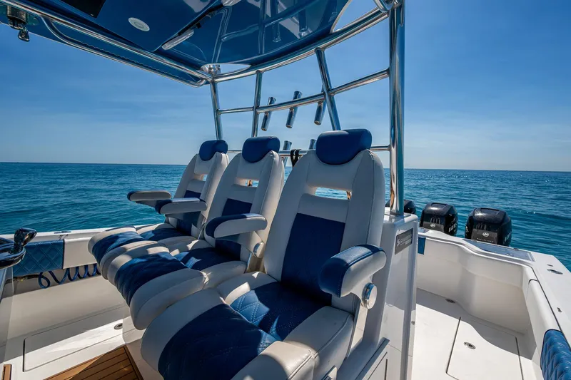 Slide: The Image of Luxury seating on a 2020 Front Runner 39 boat with ocean view. - 32
