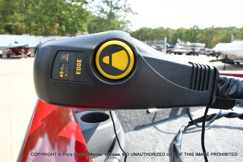 Slide: The Image of Trolling motor control on 2025 Tracker Pro Team 175 Crappie Edition boat, featuring Edge model. - 25