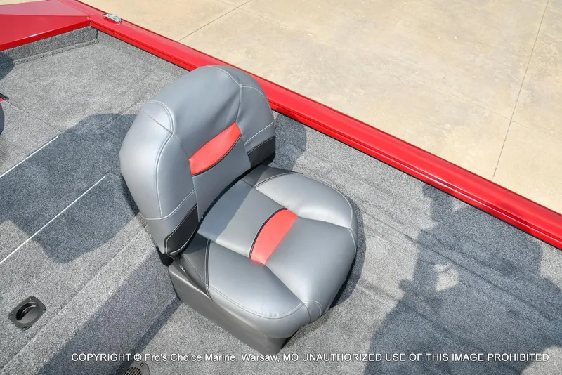 Slide: The Image of Gray and red seat on 2025 Tracker Pro Team 175 Crappie Edition boat. - 50