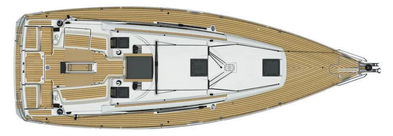 Slide: The Image of Top view of 2020 Jeanneau Sun Odyssey 389 sailboat deck layout. - 26