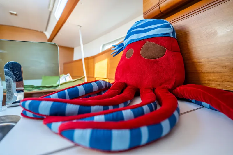 Slide: The Image of Stuffed octopus toy on Jeanneau Sun Odyssey 389 yacht interior, 2020 model. - 29