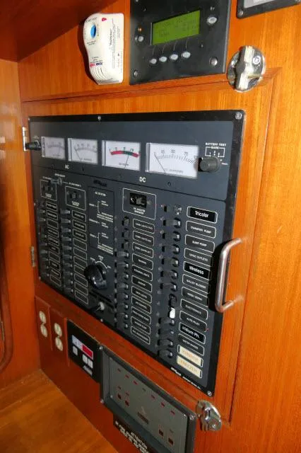 Slide: The Image of Electrical control panel in 2002 Tayana 460 Vancouver Pilothouse yacht. - 27