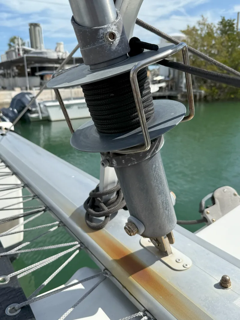 Slide: The Image of Close-up of a 2014 Fountaine Pajot Mahe 36 Evolution sailboat rigging system. - 47
